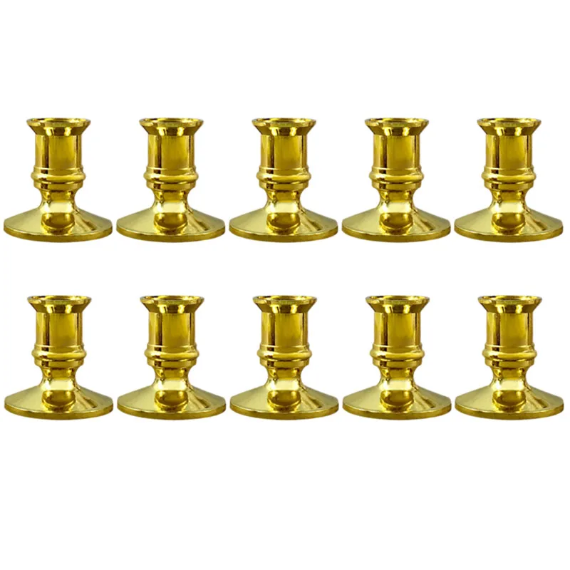 10X Gold Pillar Candle Base Taper Holder Candlestick Christmas Party Decor |
