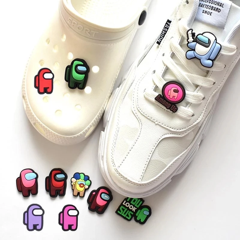 Juego de agujetas decorativas de Pvc con hebilla para zapatos para niños, accesorios para sujetar zapatos de dibujos animados, Anime, entre EE. UU.