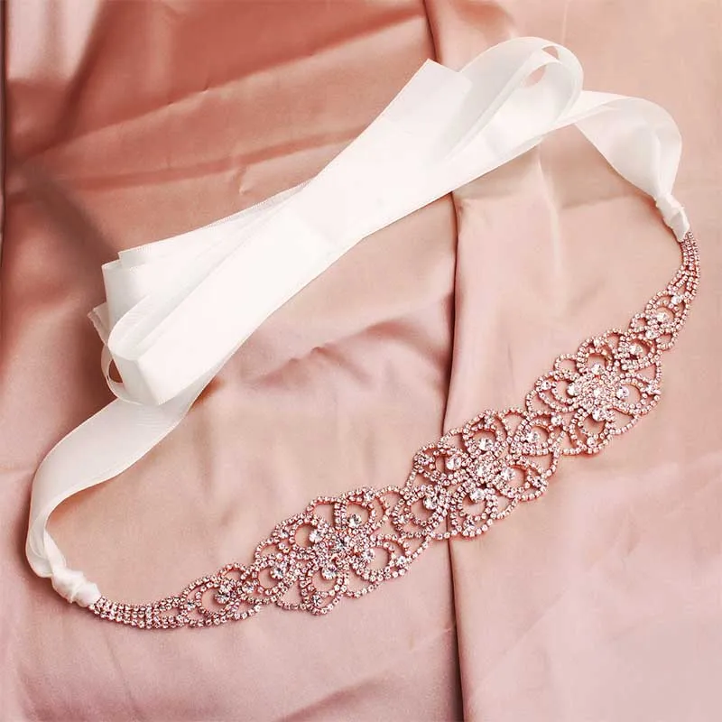 Rose Gold Miallo, модные цветы из розового золота, австрийский кристалл, Свадебные ремни и пояса, для невесты, для женщин, пояс для платья, ювелирные изделия, аксессуары - Цвет: Rose Gold