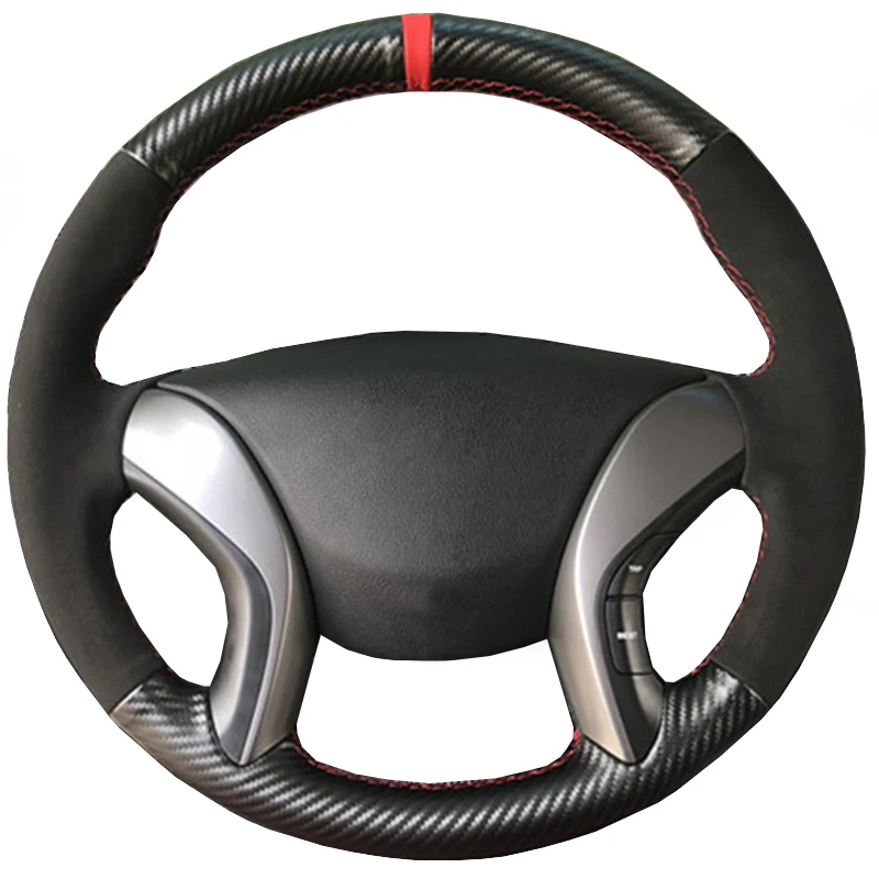 Углеродное волокно замша с подогревом теплые DIY ручной сшитый чехол для рулевого колеса аксессуары для hyundai Elantra 2011- Avante I30