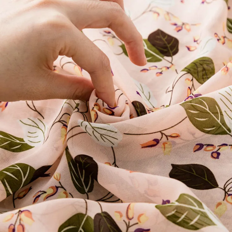 Мягкий персиковый шифон цветочный принт платье Блузка ткань метр черно-белая |