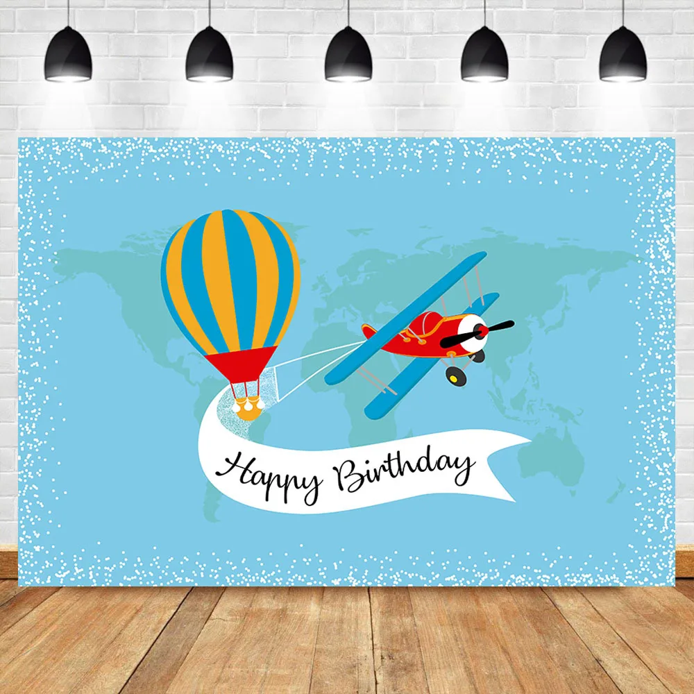Happy Birthday Background Travel Around The World Backdrop