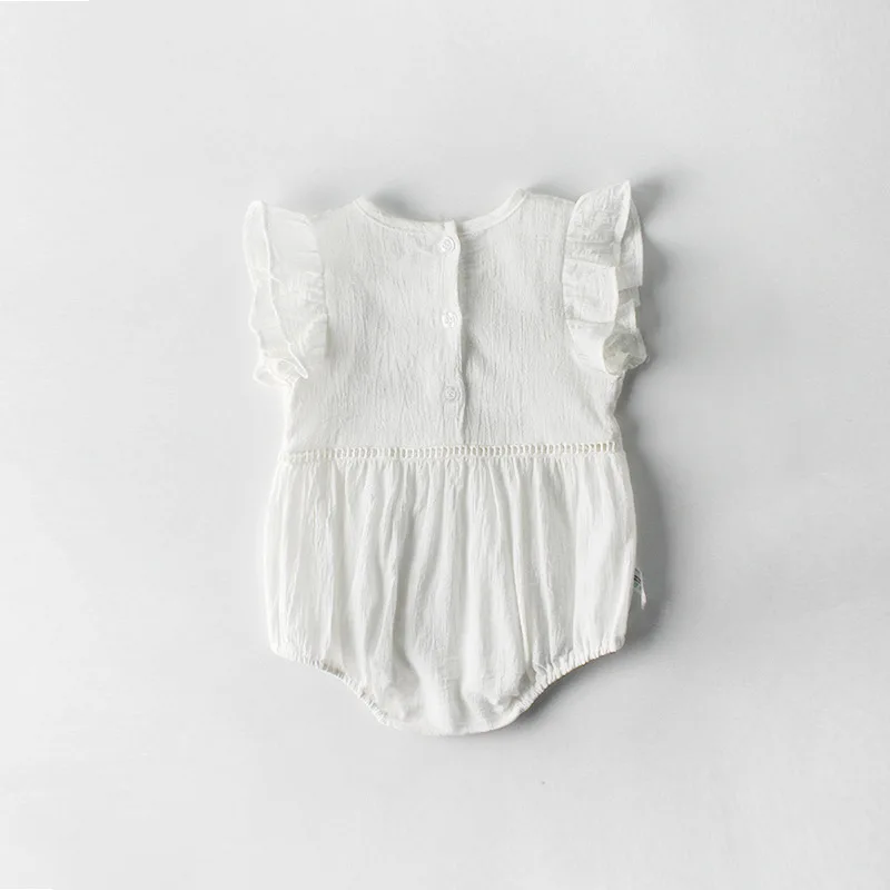 Koodykids/летние хлопковые боди для маленьких девочек; Желтые Детские хлопковые комбинезоны со шляпой; белый комбинезон для девочек; Одежда для новорожденных