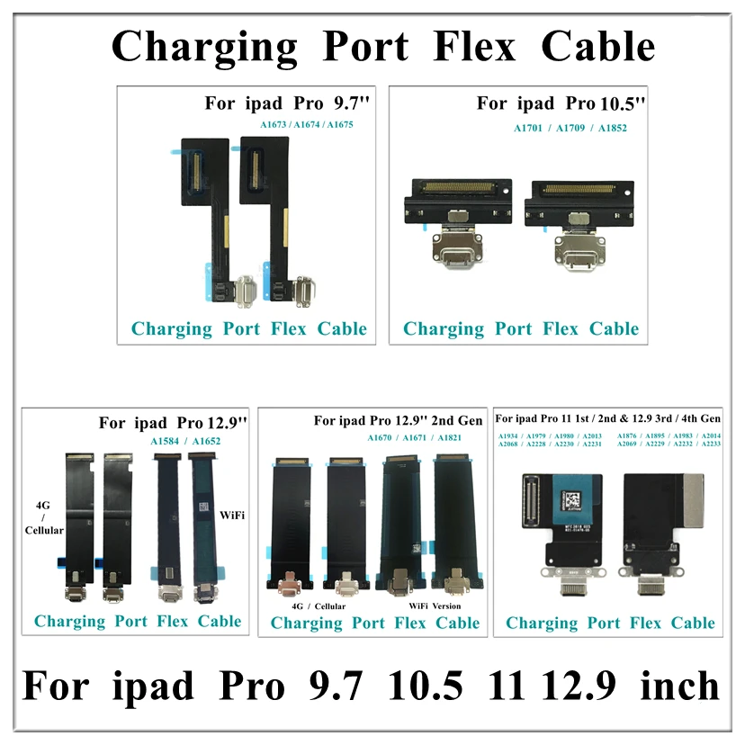 10pcs Usb Charging Port Flex Replacement For Ipad Pro 9.7 10.5 11 12.9