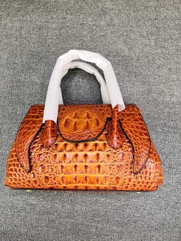

Top Layer Cow Leather Women's Handbag Messenger Bag High-grade Crocodile Pattern Fashion cow Head Bag