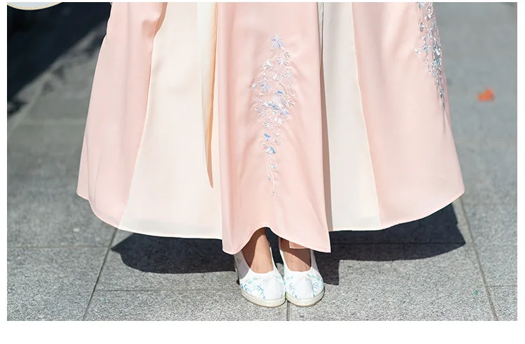 Hanfu Женский костюм Wei and Jin в китайском стиле, Повседневная традиционная китайская одежда из двух предметов для женщин, топ с v-образным вырезом и юбка