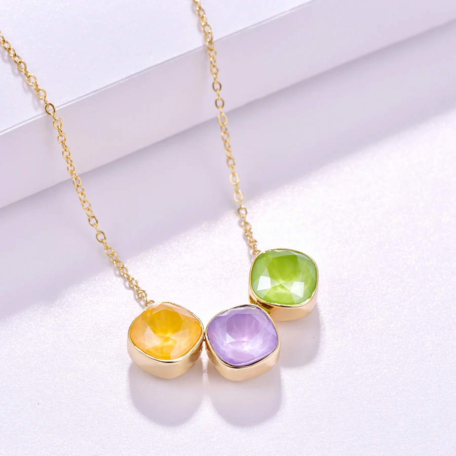 Кристаллы Swarovski подвески ожерелья для женщин Новая мода DIY красочные бусы ожерелья Свадебная вечеринка ювелирные изделия подарок - Окраска металла: G05