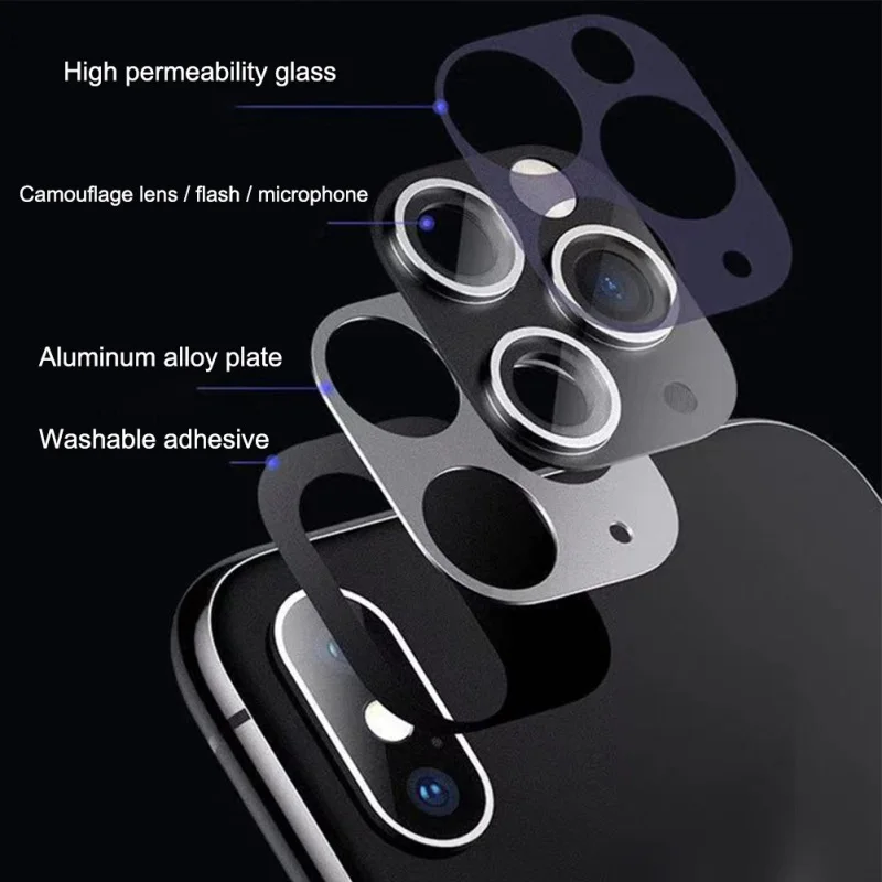 Камера 3D Защитная Наклейка на рассеиватель для IPhone X XS MAX крышка камеры секунд IPhone 11 Pro MAX материал из алюминиевого сплава