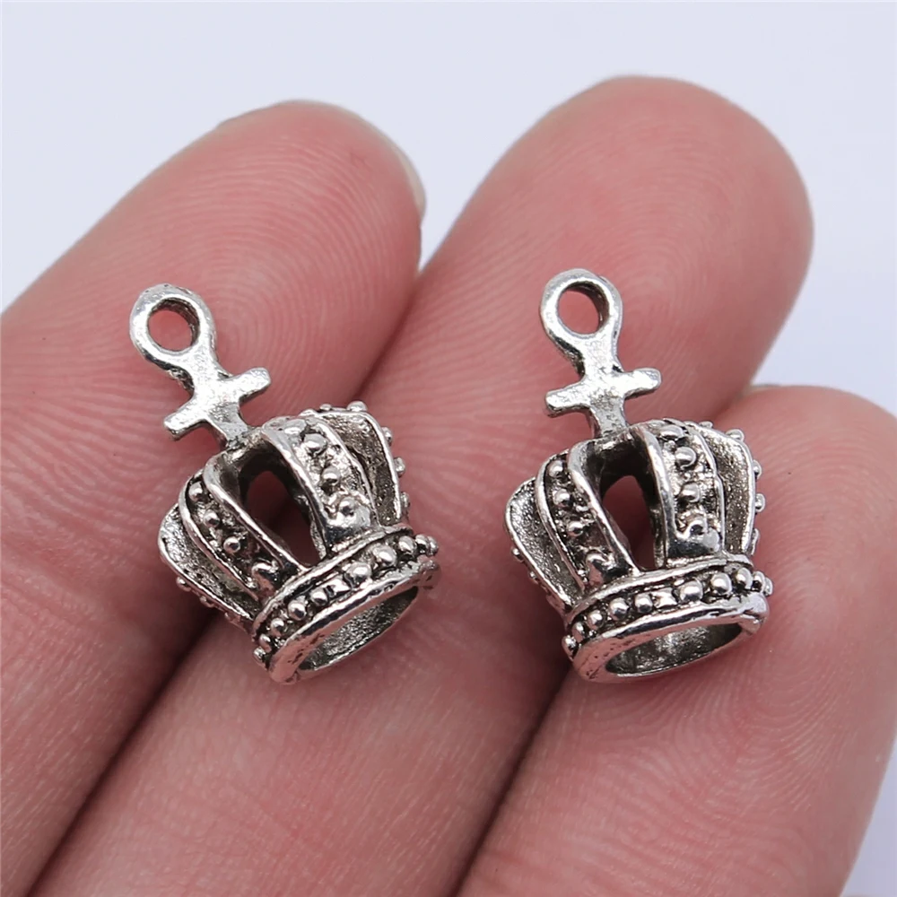 

WYSIWYG 10pcs 18x11mm Antique Silver Color Crown Charms Pendant For Jewelry Making DIY Jewelry Findings