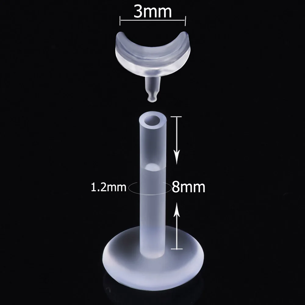 20 шт./лот 16G Прозрачный мягкий прозрачный Невидимый губ кольцо для козелка тела Лабрет с мяч пирсинг ювелирные изделия, биофлекс