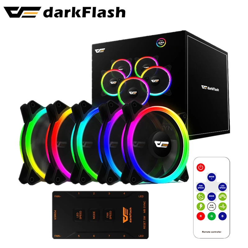 Бесшумный вентилятор Darkflash DR12 PRO aura sync ARGB 120 мм для ПК чехол компьютера с