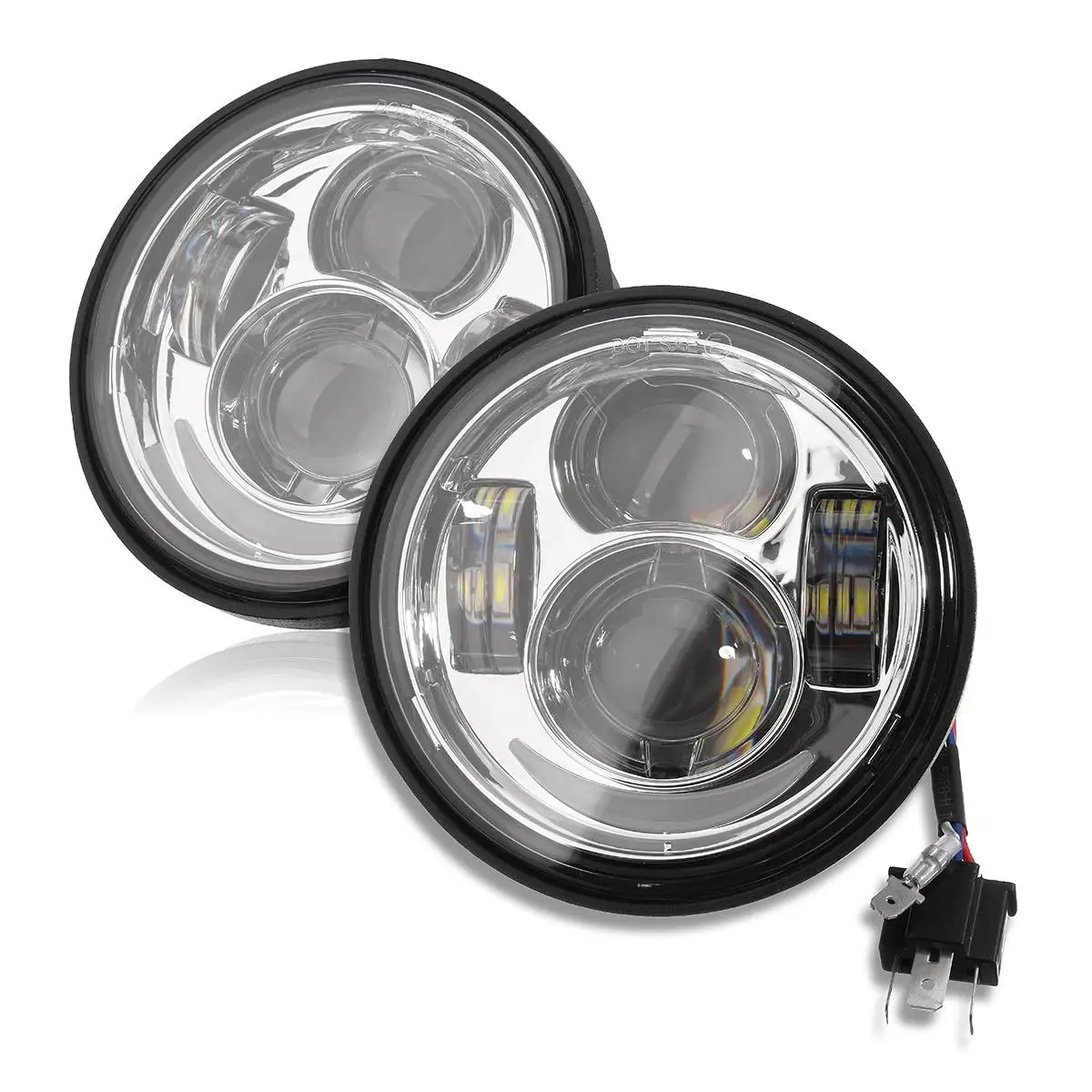 4,6" Пара DC 12 В светодиодный HI/LO фара для Dyna Fat Bob 2008 2009 2010 2011 2012 2013 черный/хром