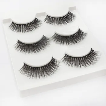 

Private Label eyelashes 3d02 Pure Manual Natural Slim Eyelash 3d Eyelash Three Pairs Factory Direct Processing Customization