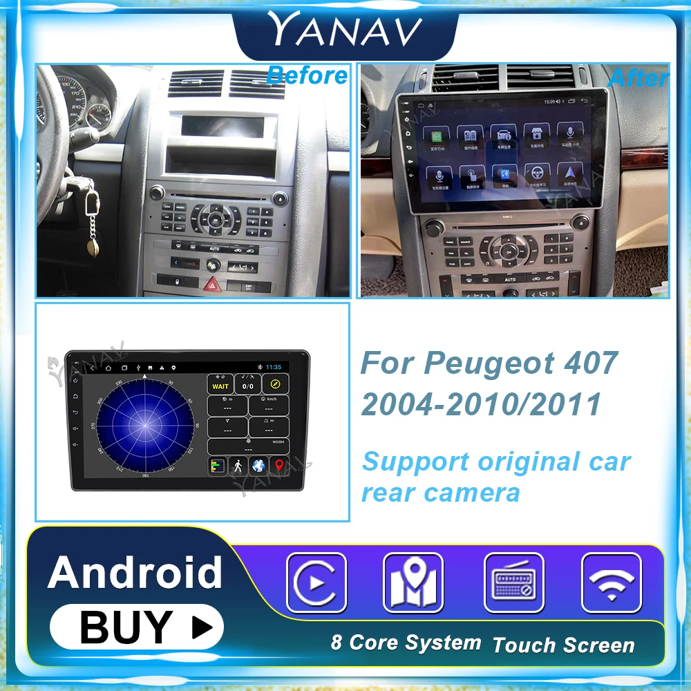 Autoradio per Peugeot 407 9 2K | 2004-2012 | Android | Bluetooth | Ca