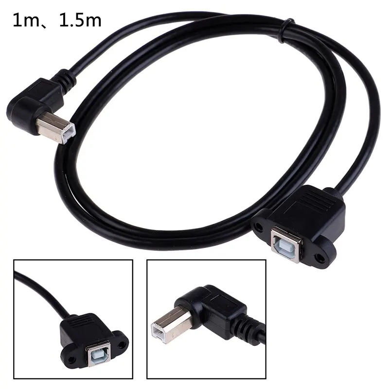 1 м/1,5 м под прямым углом usb type B папа к USB B Женская панель принтера крепление соединитель для удлинителя адаптер