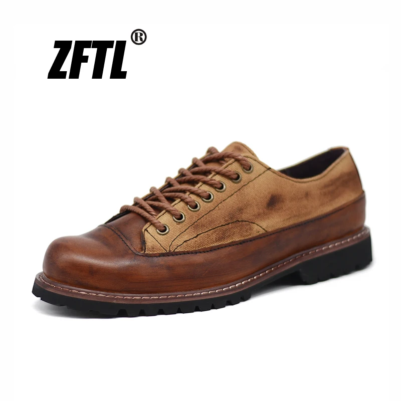 

ZFTL New Man Casual tooling shoes color leather lace-up non-slip retro Martins shoes genuine leather autumn man shoes 0123