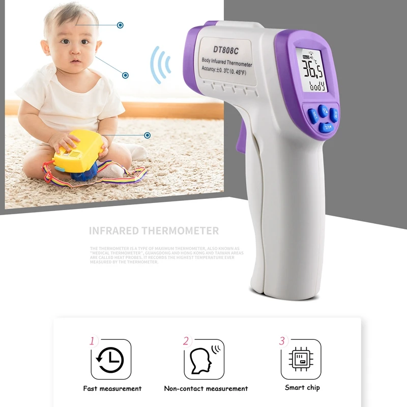 

DT808C Non-Contact Infrared Thermometer Handheld Electronic Thermometer Forehead Thermometer