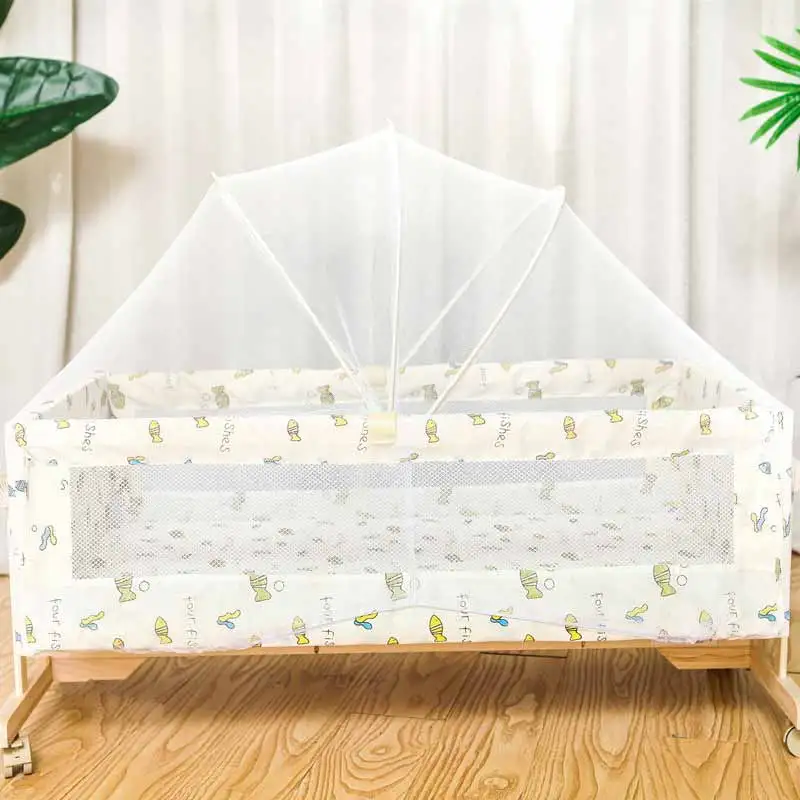 Деревянная детская кровать с полкой с колесиками может меняться качалка-колыбель детская кровать 0-2 лет ребенка - Цвет: big 3
