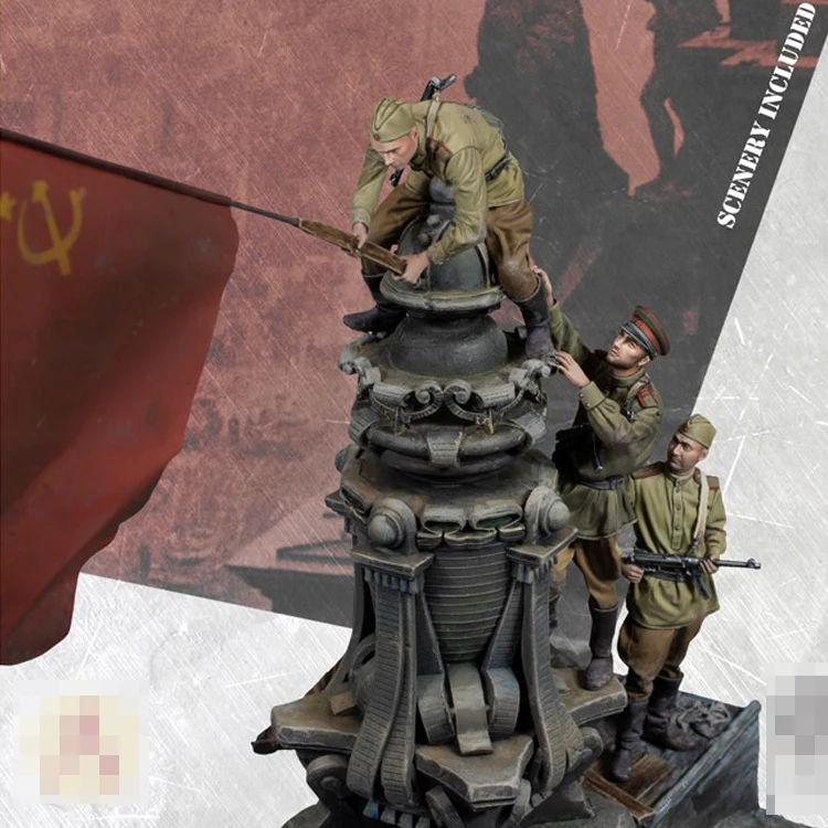 Details about   1/35 Resin Russian 3 Soldiers Berlin W/Scene No Flag Unassembled Unpainted KY729 