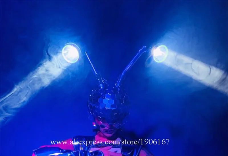 Сексуальная леди Led светящийся танец робот костюм вечернее платье костюм с головной убор ночной клуб бар Хэллоуин Светодиодный светильник одежда