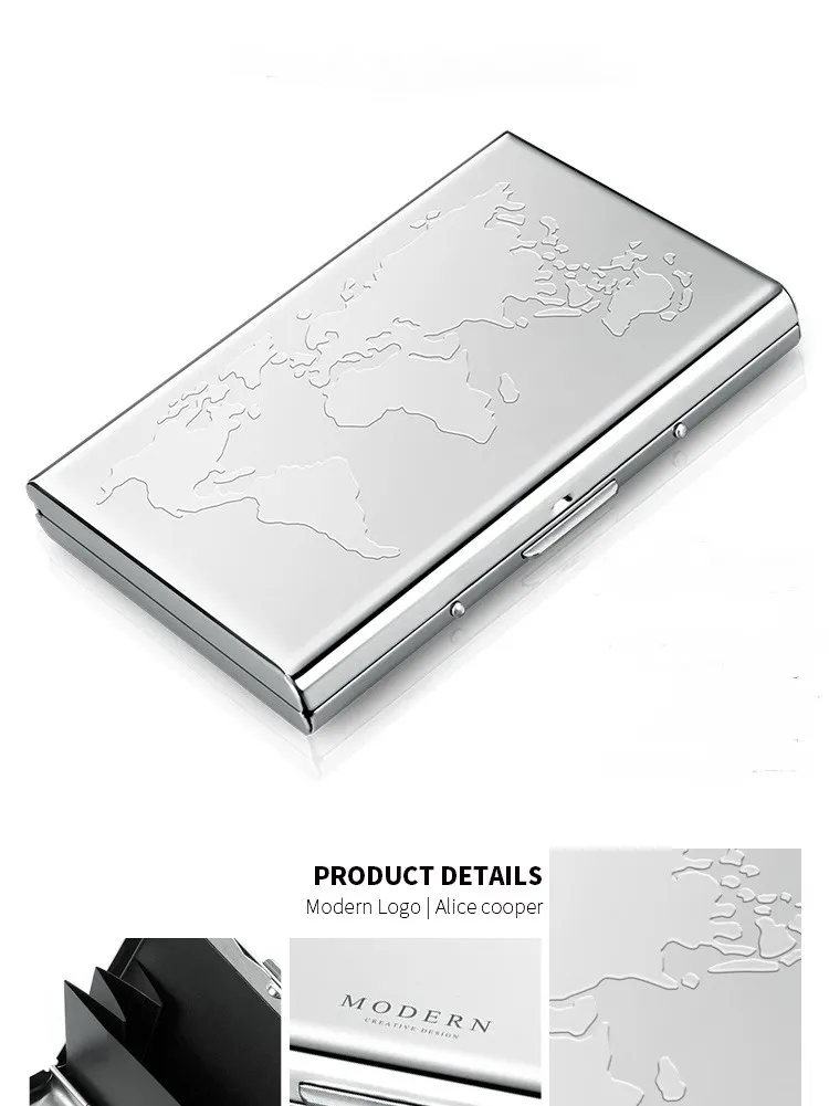 Modern- Brand Stainless Steel Card Holder Wallet Coin Purse Credit Card Organizer RFID Blocking