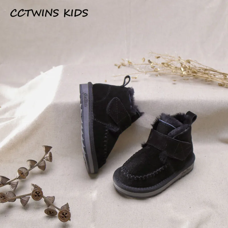 CCTWINS/детская обувь; коллекция года; зимние брендовые короткие ботинки для маленьких мальчиков; Детские модные замшевые ботинки с бантом; Теплая обувь черного цвета для девочек; SNB167