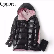 Утепленная зимняя куртка с капюшоном для женщин, плюс размер, тонкая парка Mujer, новая модная черная Женская Повседневная Верхняя одежда на молнии, двухфактурная кофта