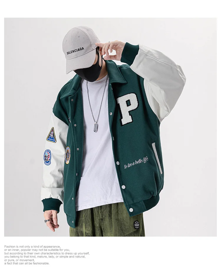 masculino retalhos varsity jacket hip hop carta bordado americano vintage bombardeiro jaqueta streetwear casal solto epaulettes outwear