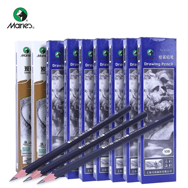 

Marie's 12 pcs/set Professional Sketch Drawing Pencil Set 2H B HB 2B 3B 4B 5B 8B 12B 14B Painting Pencils Stationery Supplies