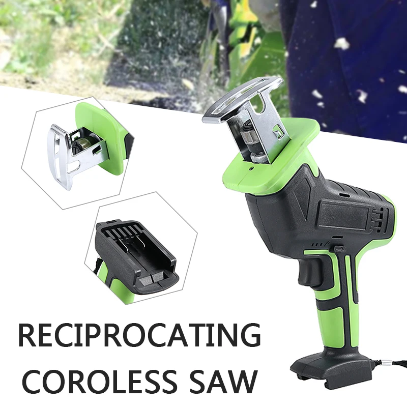 

88VF Electric Cordless Reciprocating Saber Saw + 4 Saw Blades Portable Wood Metal Cutter Saw Woodworking Cutting Tool