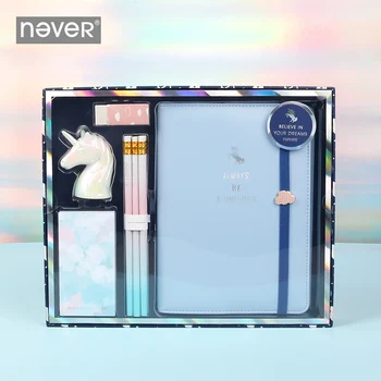 

Never Unicorn Notebook with Pencil Pencil Sharpener Sticky Notes Notepad Stationery Set A5 Planner Blank Paper School Supplies