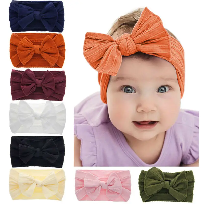 2020 Baby Accessories Kid Girl Broad Headband Toddler Cotton Linen Fashion Bow Hemp Pattern Hair Band Solid Photo Props | Дом и сад
