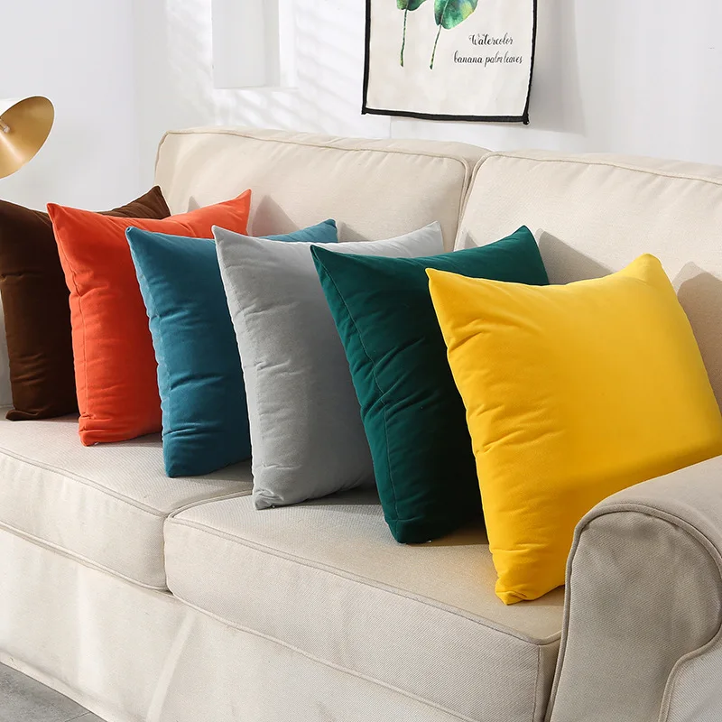 

Cross Border INS Velvet Solid Color Pillow Coat Northern European-Style Cushion Sofa Office Waist Back Cushion Bedside Large Bac