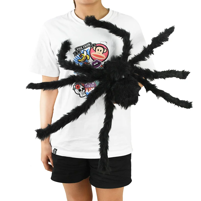 

1pc Halloween Decoration Fake Black Plush Spider Horror Props Kids Toy for Haunted House Halloween Party Home Hanging Decor