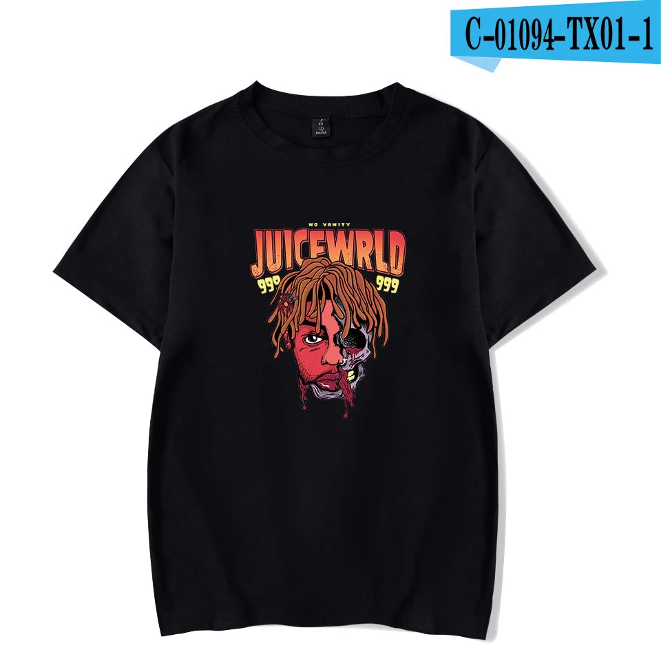 Juice Wrld хип хоп рэппер 2D стиль Kpop короткий рукав модная летняя футболка для отдыха с короткими рукавами - Цвет: black