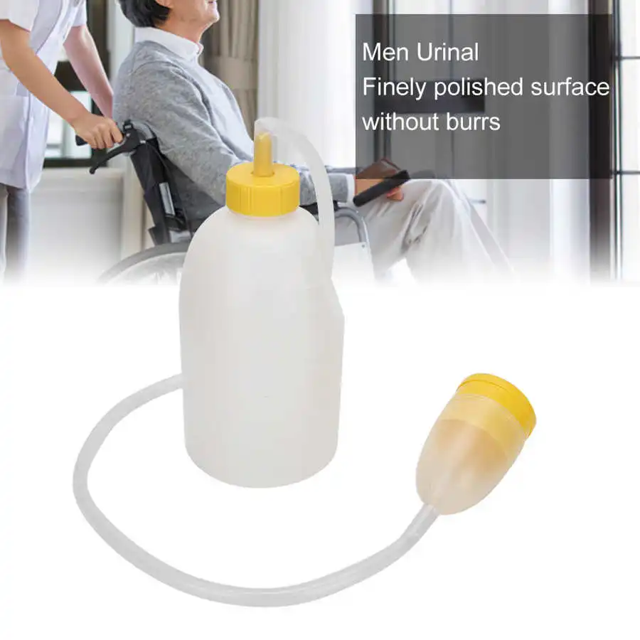1700ML Men Male Large Capacity Urinal Pee Bottle Elderly Bedridden Patients Potty with Pipe for Bedroom Car Use Health Care