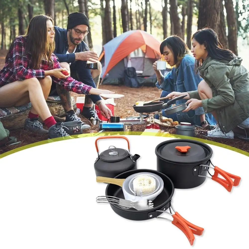 Набор посуды для кемпинга на открытом воздухе деликатная посуда походов пикника