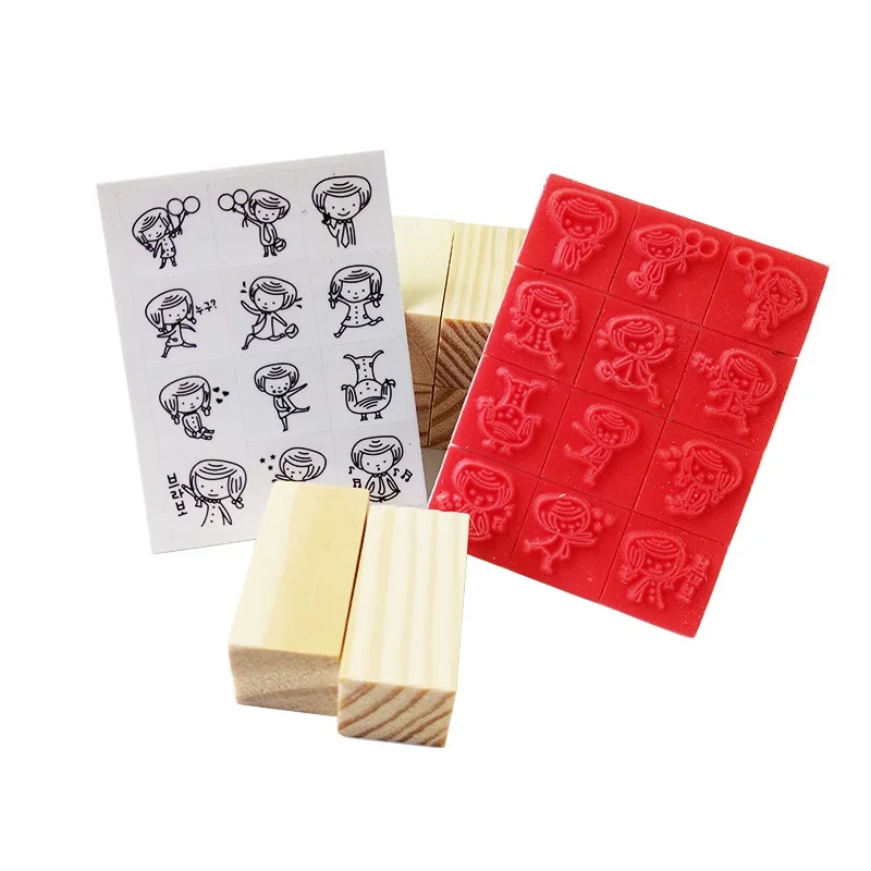 

12 Pcs/set New Miss&Mr wooden stamp Mini scrapbooking DIY planner notebook decoration