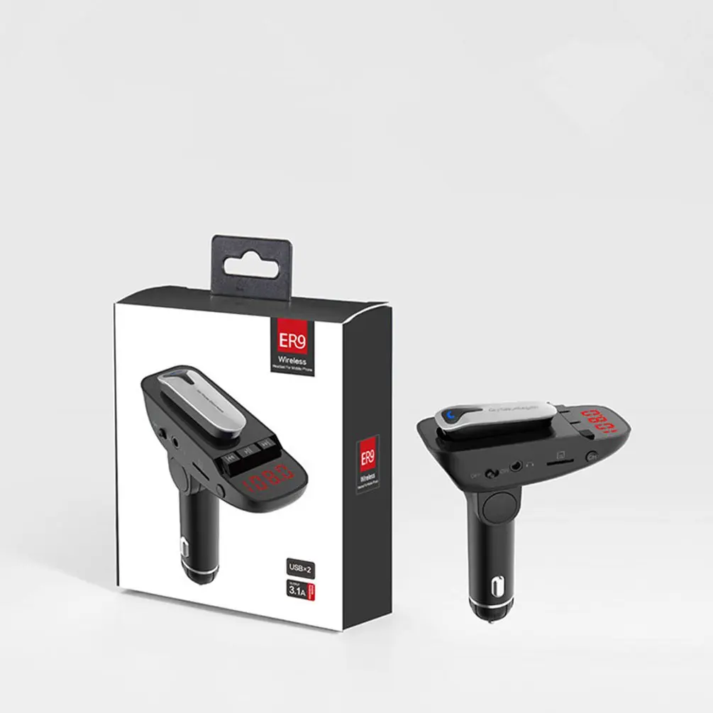 ER9 Автомобильная беспроводная гарнитура MP3-плеер fm-передатчик с двумя usb-портами для зарядки и громкой связи