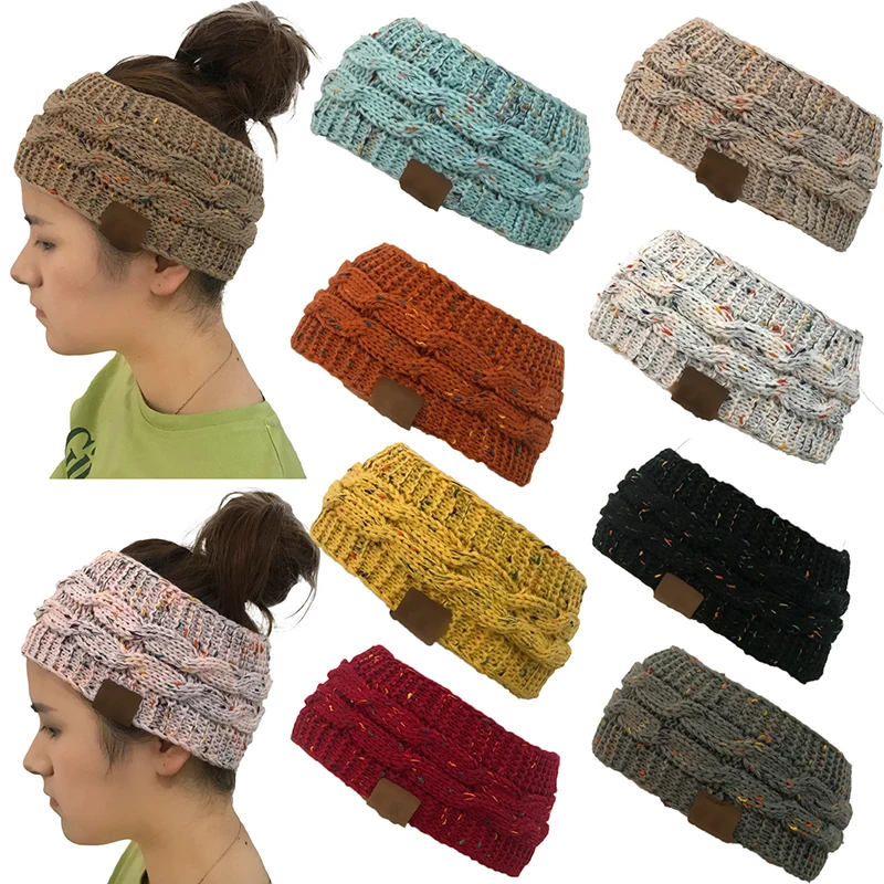 

Dropshipping Ponytail Beanie Women Stretch Knitted Crochet Beanies Winter Hats For Women Hat Cap Warm Lady Messy Bun
