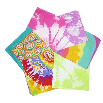 

Bohemian Tie-Dye Gradient Bandana Head Wrap Rainbow Swirl Square Scarf Wristband