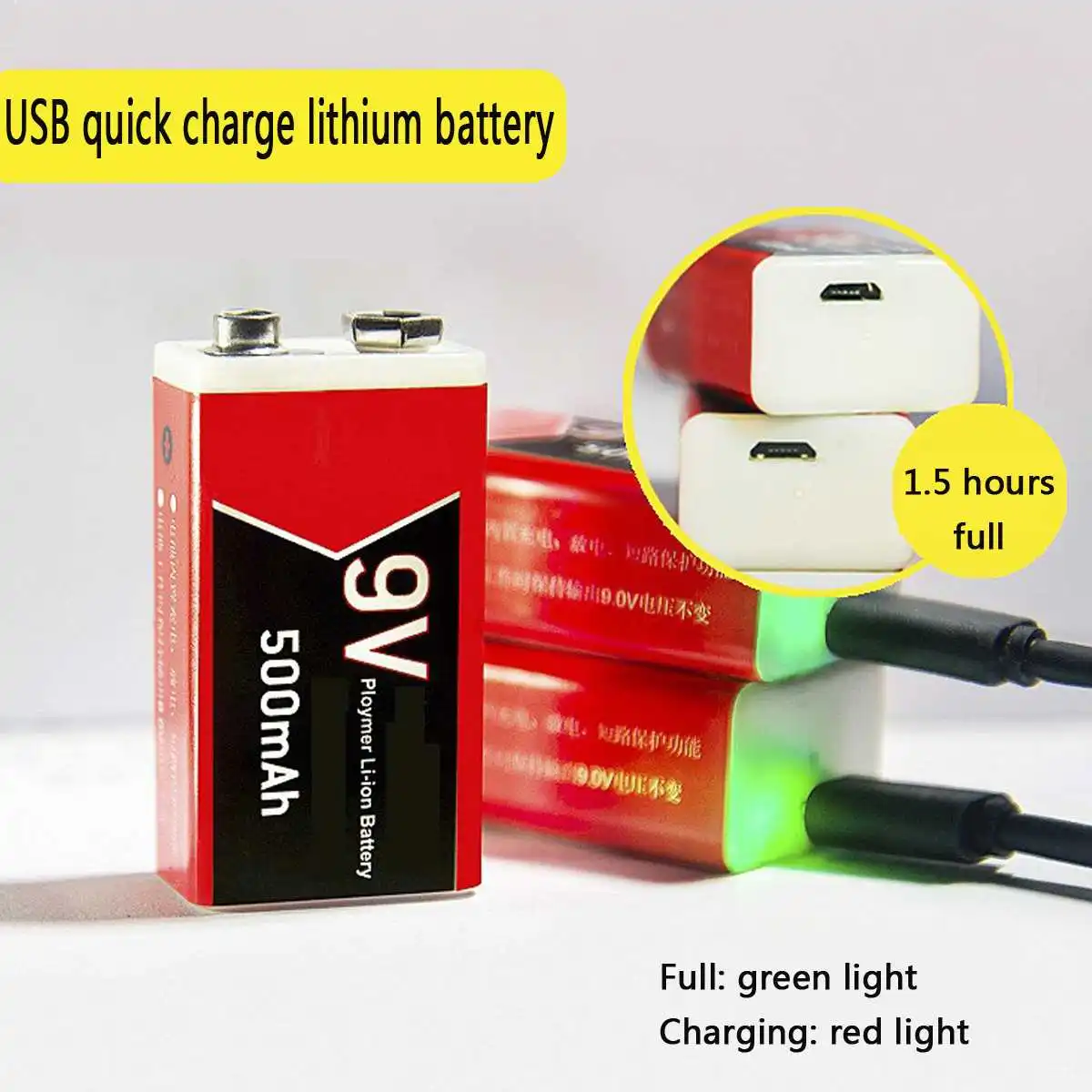 USB Перезаряжаемые Батарея 9V 500 мАч зарядка через usb Li-Ion Батарея 9В литий для мультиметр игрушечный микрофон дистанционного Управление KTV Применение