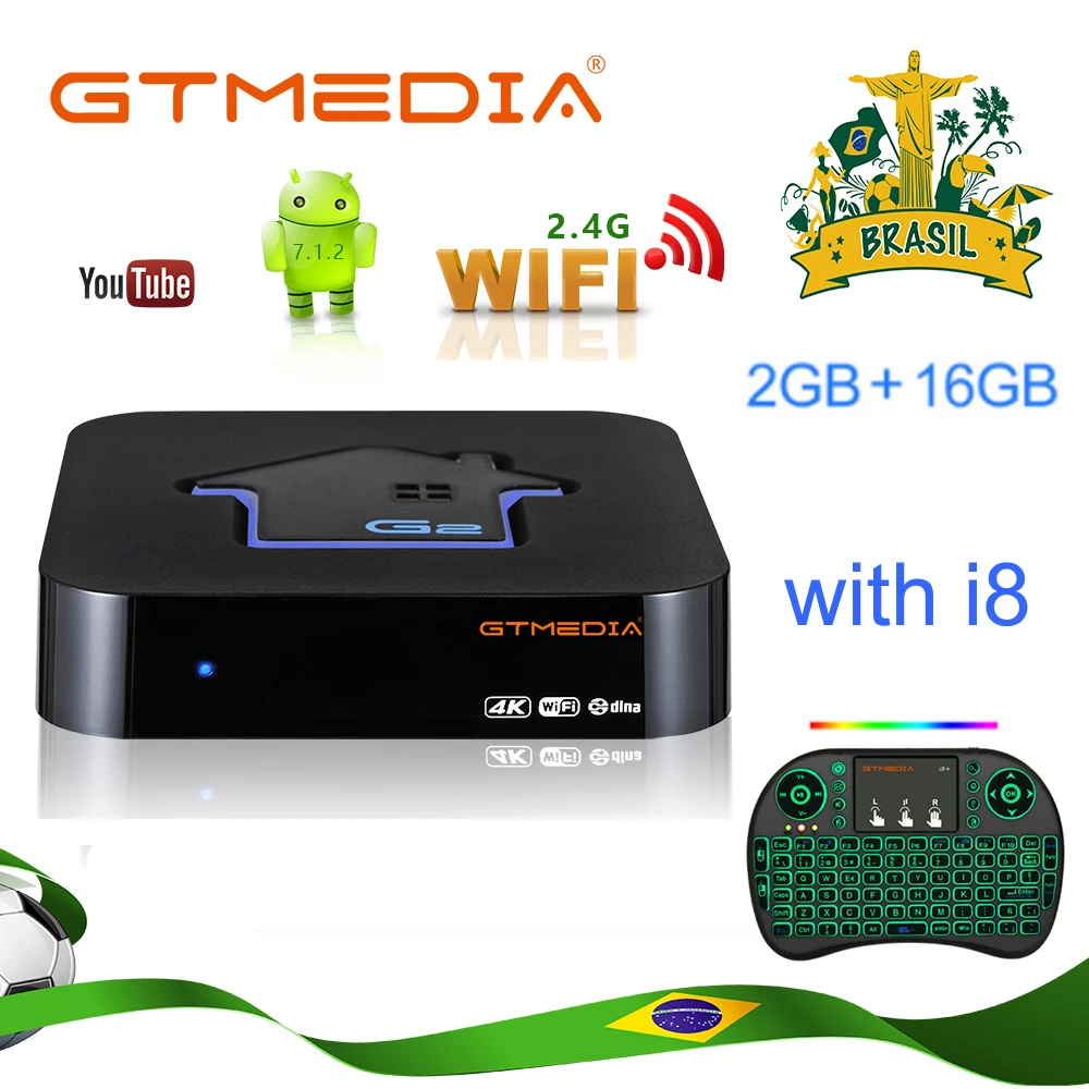GTmedia G2 Android tv BOX Amlogic S905W widevine 2GB+ 16G телеприставка 4K HD H.265 2,4G Wifi медиаплеер ТВ приставка IP tv M3U с I8