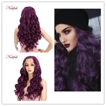 

Natifah Purple Wig Long Deep Wave Synthetic Lace Front Wigs Free Part Heat Resistant Curly Hiar For Black Women Cosplay