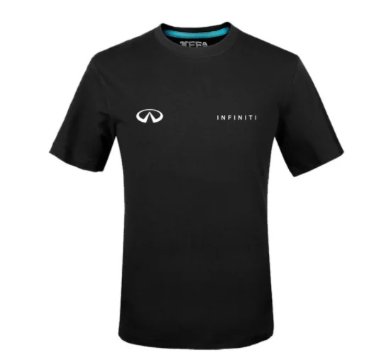 Летние хлопковые футболки с логотипом Infiniti, футболки с коротким рукавом, облегающие модные топы и футболки, мужская одежда - Цвет: Черный