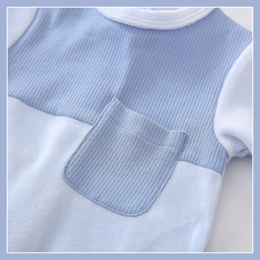 children long sleeve girl boy clothes Unisex pyjamas newborn baby footed overalls jumpsuit pocket onesies outfit