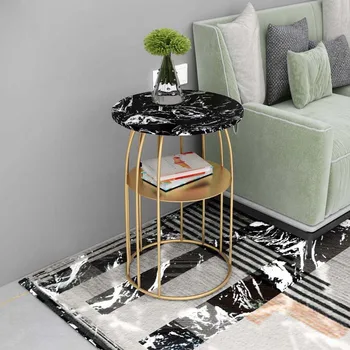 

Metal iron frame Nordic marble side sofa side several nano baking varnish craft simple modern corner several thick layer board l