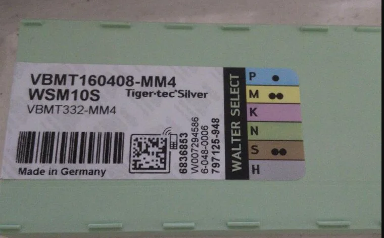 WALTER 10 шт карбидные вставки VBMT160408-MM4 WSM10S