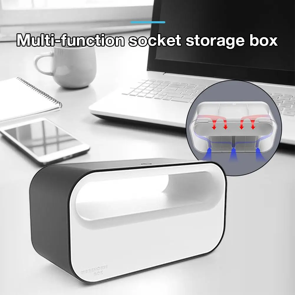 

Multi-function Plug Touch Storage Box With LED Light Charging Cable Storage Base Power Strip Cable Box For Mobile Phone Charger