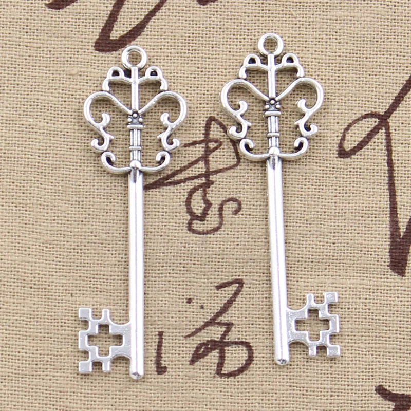 10pcs Charms vintage skeleton chest key 58x18mm Antique Silver Bronze Pendants DIY Crafts Making Findings Tibetan Jewelry